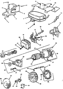 Alternator And Starter Motor Group Diagram and Parts List for 401700-401799 0138-01 Briggs and Stratton Engine
